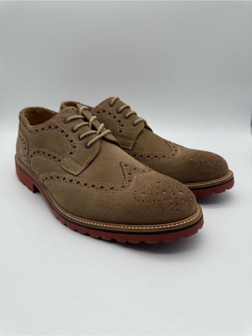 BRAND NEW Nordstrom 1901 Wingtip Oxfords Brown Suede Rubber Sole Men’s Sz 10.5 M